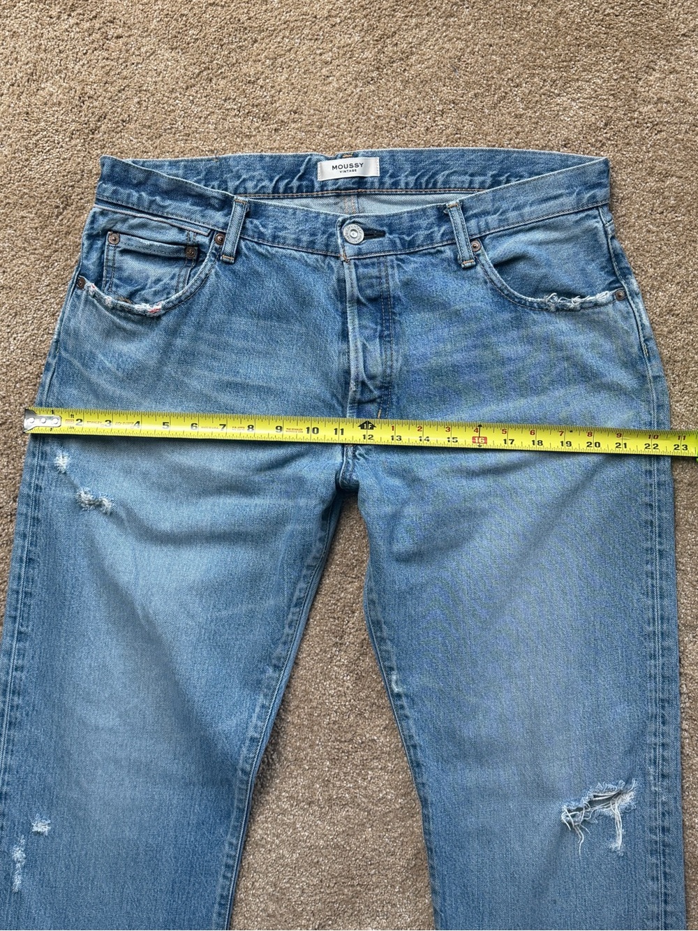 Moussy Vintage Loews Wide Leg Straight Jeans Size 32 Distressed - Picture 10 of 16